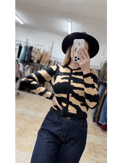 Dámsky kardigán Deviva, Béžovočierna (Veľkosť UNI)