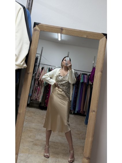 Krémová saténová sukňa Eliane (Veľkosť UNI)