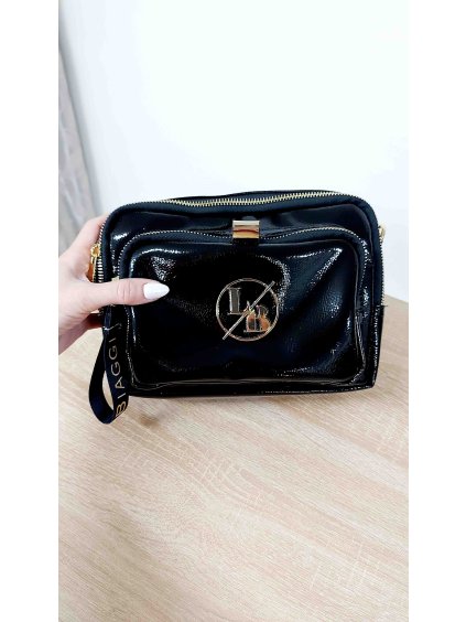 Čierna lesklá kabelka Laura Biaggi