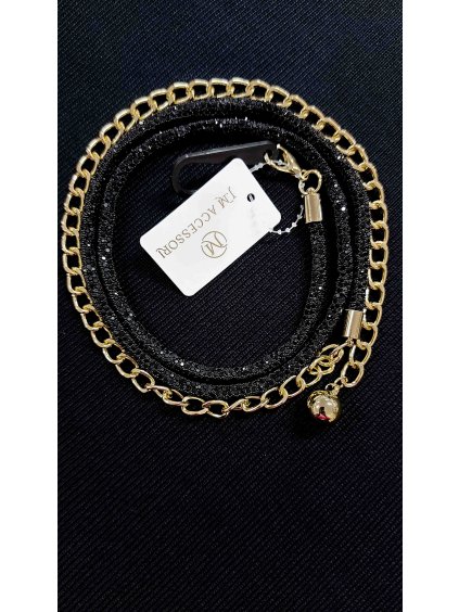 Čierny opasok s retiazkou Crystal