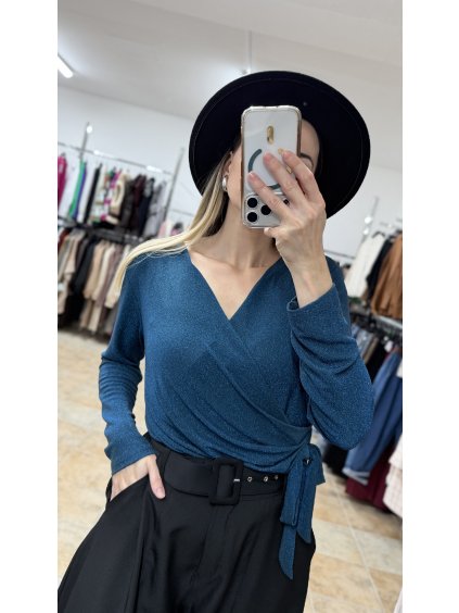 Tyrkysový metalický top Loren Petrolejový UNI