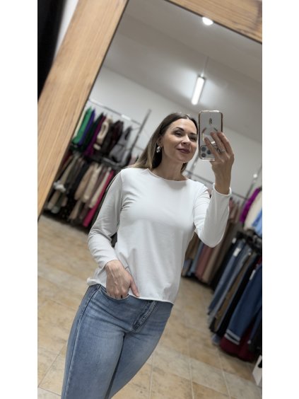 Biele bavlnené tričko s dlhým rukávom Ele UNI