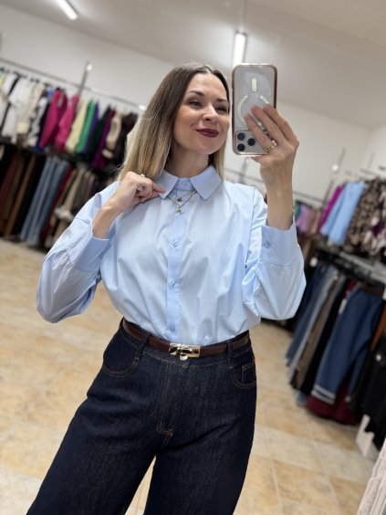 Bavlnená dámska modrá košeľa Cona UNI