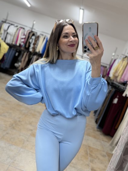 Bledomodrá oversized mikina dámska Rela
