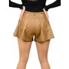 Koženkové kraťase s vysokým pásom, Hnedá (Veľkosť S)