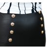 Kožená minisukňa so zlatými gombíkmi, Čierna (Veľkosť S/M)