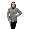 Dámske tvídové sako s opaskom, Sivá (Veľkosť 40)