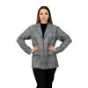 Dámske tvídové sako s opaskom, Sivá (Veľkosť 40)