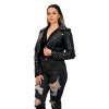Motorkárska bunda dámska s cvočkami, Čierna (Veľkosť S)