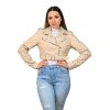 Dámska motorkárska bunda s cvočkami, Béžová (Veľkosť S)