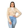Dámska motorkárska bunda s cvočkami, Béžová (Veľkosť S)