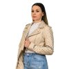 Dámska motorkárska bunda s cvočkami, Béžová (Veľkosť S)