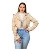Dámska motorkárska bunda s cvočkami, Béžová (Veľkosť S)