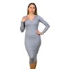 Midi šaty s dlhým rukávom, Sivá (Veľkosť UNI)