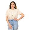 Čipkovaná blúzka s krátkym rukávom Bella, Krémová (Veľkosť UNI)