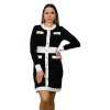 Tvídové šaty s dlhým rukávom, Čiernobiela (Veľkosť UNI)
