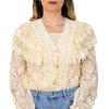 Elegantná blúzka s čipkou, Béžová (Veľkosť UNI)