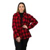 Červenočierne kockované sako s opaskom, Červená (Veľkosť UNI)