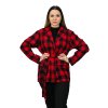 Červenočierne kockované sako s opaskom, Červená (Veľkosť UNI)
