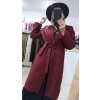 Bordový kabát s opaskom, Bordová (Veľkosť UNI)