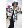 Oversize bunda s pepito vzorom, Čiernobiela (Veľkosť UNI)