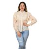 Čipkovaná blúzka s perličkami, Krémová (Veľkosť UNI)