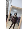 Hnedý elegantný dámsky nohavicový kostým Marlen