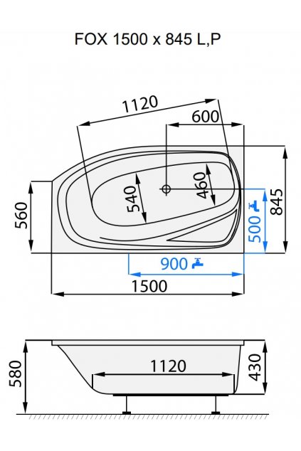 Santech Vana FOX 1500 x 845 Levá + DOPRAVA ZDARMA + doprava zdarma + nožičky zdarma