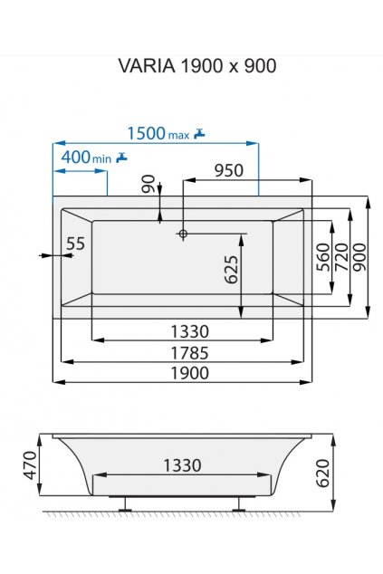 SANTECH VARIA 1900x900 mm + DOPRAVA ZDARMA + doprava zdarma + nožičky zdarma