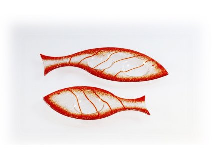 Skleněný svícínek rybička FISH červená
