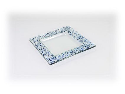 Drop skleněný tácek na svíčku 18x18cm tmavý tyrkys