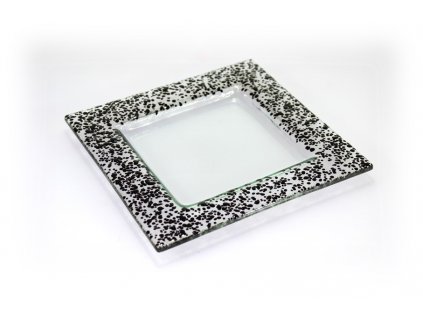 Drop skleněný tácek na svíčku 18x18cm černý