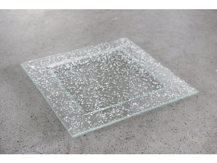 Skleněný talíř FULL DROP 25x25cm bílý