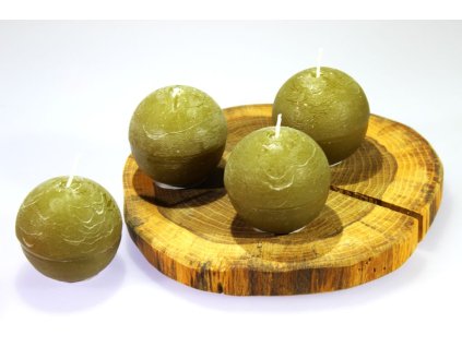 svíčka koule khaki 6,5cm