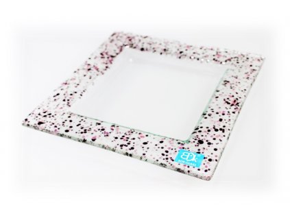 Drop skleněný tácek na svíčku 16x16cm růžový