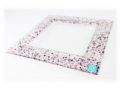 Drop skleněný talíř 25x25cm růžovo fialový