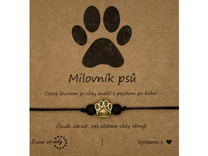 Náramek simple - Psí tlapka (černá láva)