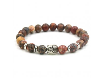 Náramek - Buddha (leopadrí jasper, stříbrný)