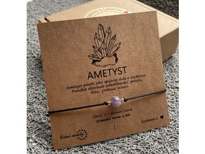 Náramek simple - Ametyst (přírodní kámen, chir. ocel)