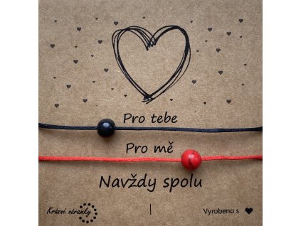 Náramky pro páry simple - Korálky (černá, červená)