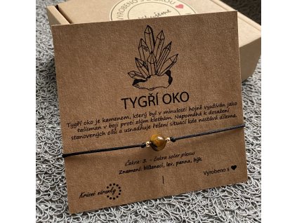 Náramek simple - Tygří oko (přírodní kámen, chir.ocel)