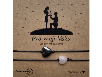 Náramky pro páry - Srdíčka z minerálů (různé varianty)