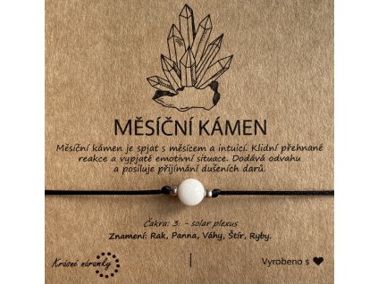 Náramek simple - Měsíční kámen (přírodní kámen, chir. ocel)