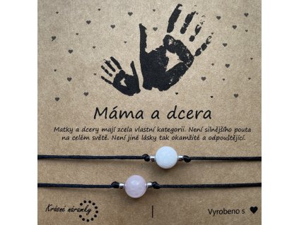 Náramky na provázku - Máma a dcera (růženín/jadeit)
