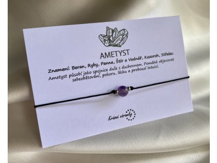 Náramek simple - Ametyst (přírodní kámen - 6mm)