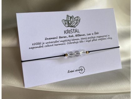 Náramek simple - Křísťál (přírodní kámen, chir. ocel - 6mm)