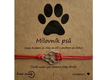 Náramek simple - Psí tlapka (červený)