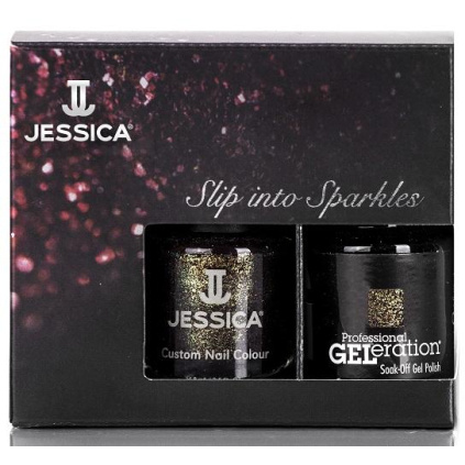 Jessica duo kolekce laku a gel laku na nehty Slip into Sparkles - dárková sada 2ks Bronze
