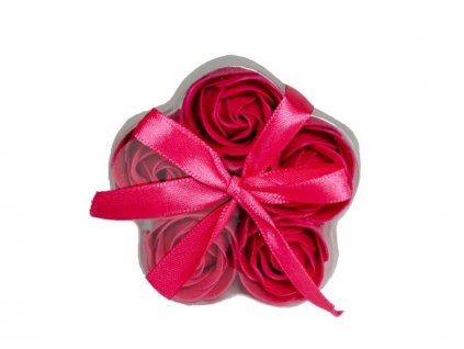 Mýdlové květy růže 5x3g v krabičce ve tvaru květiny červená