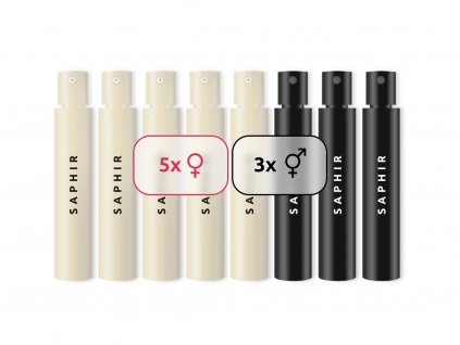 Vzorky Saphir - Mix  Zamieňané s: Lancome La Vie est belle, Armani Sí, Chanel Coco Mademoiselle, PR Olympea, PR Invictus, Chloe Chloe, PR 1 Million a Armani Acqua di Gio